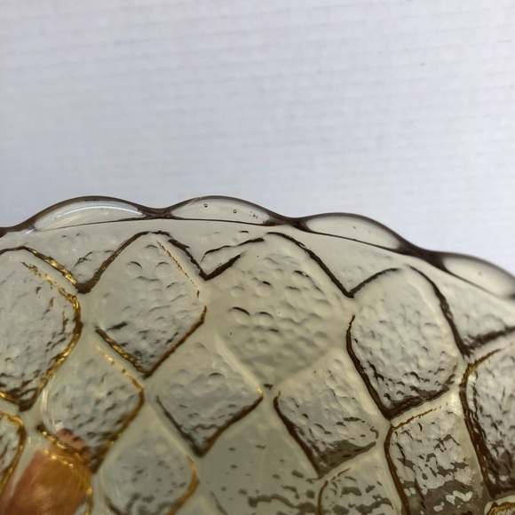 Vtg Quilted Amber Glass Goblet - Picture 15 of 15